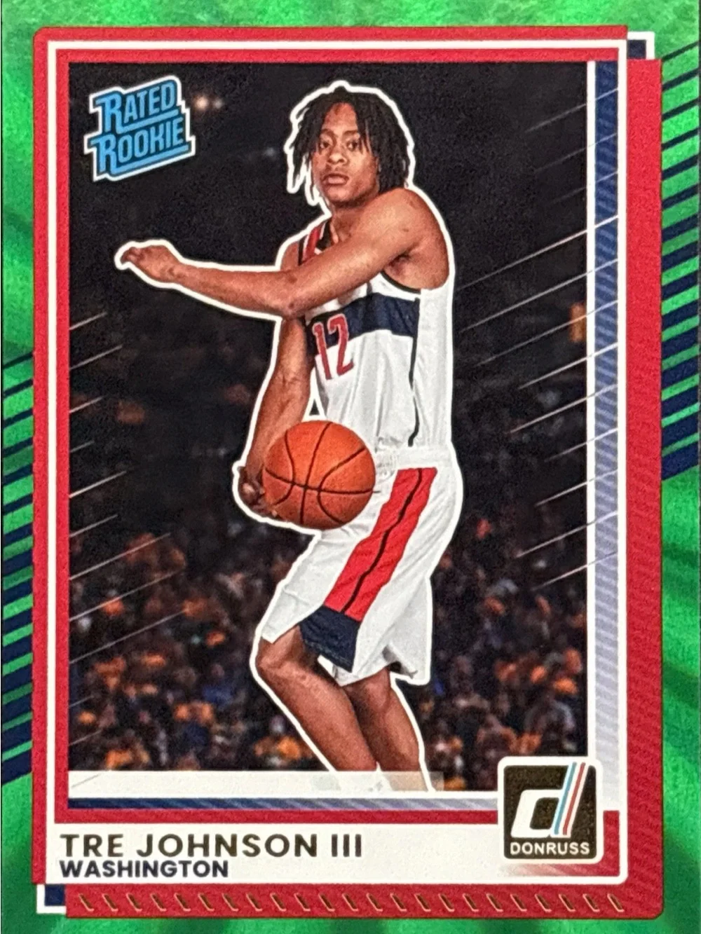 Panini Donruss Tre Johnson III Rated Rookie Trading Card - Green Laser Prizm
